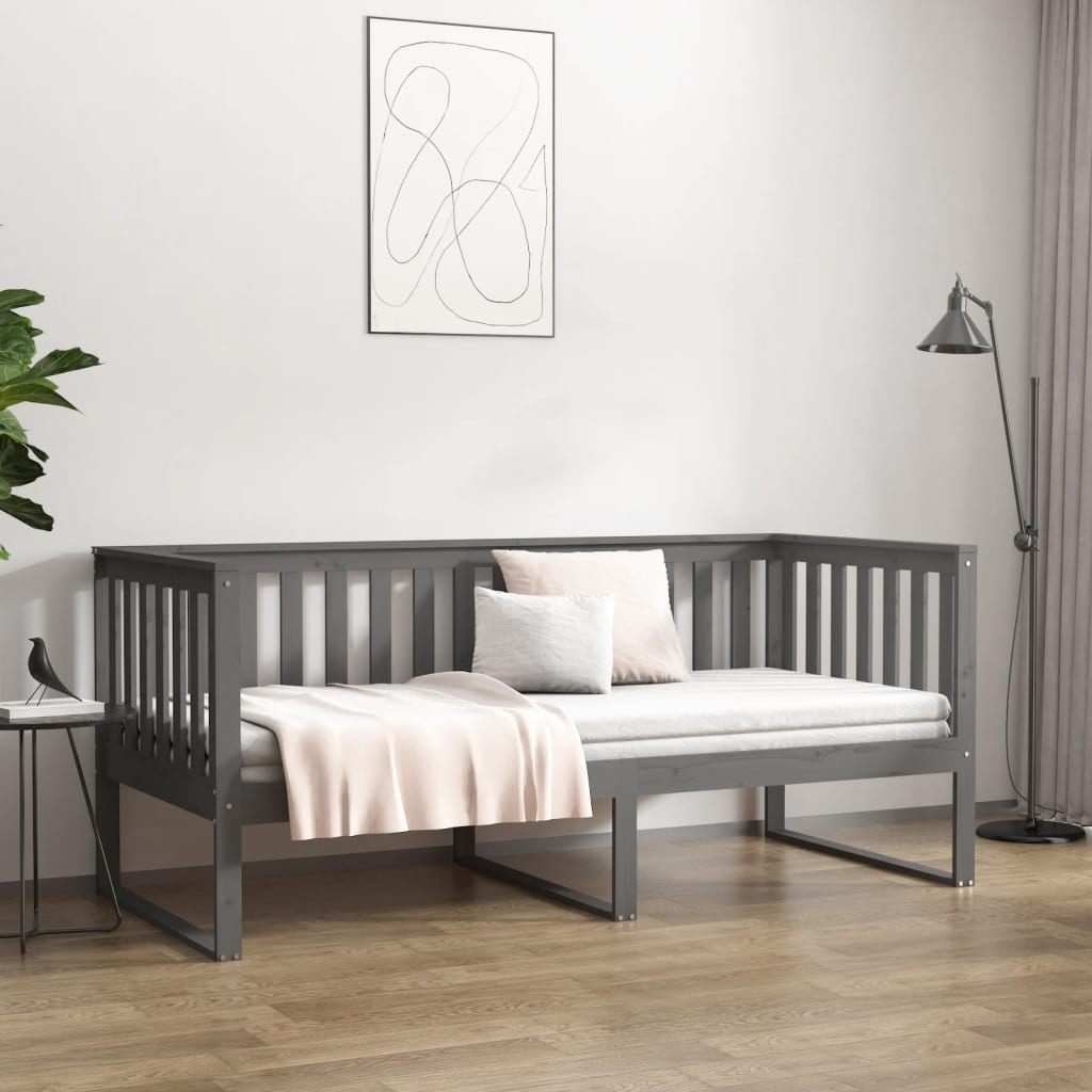 vidaXL Slaapbank Grenenhout Grijs - 90x190 cm - 54% Korting