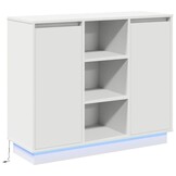 Wit Dressoir met LED 90x32x75 cm - Bewerkt Hout (34% Korting)