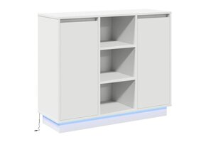 Wit Dressoir met LED 90x32x75 cm - Bewerkt Hout (34% Korting)