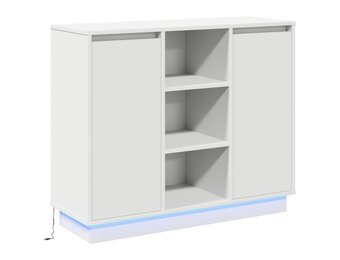 Wit Dressoir met LED 90x32x75 cm - Bewerkt Hout (34% Korting)