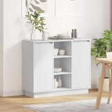 Wit Dressoir met LED 90x32x75 cm - Bewerkt Hout (34% Korting)