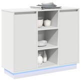 Wit Dressoir met LED 90x32x75 cm - Bewerkt Hout (34% Korting)