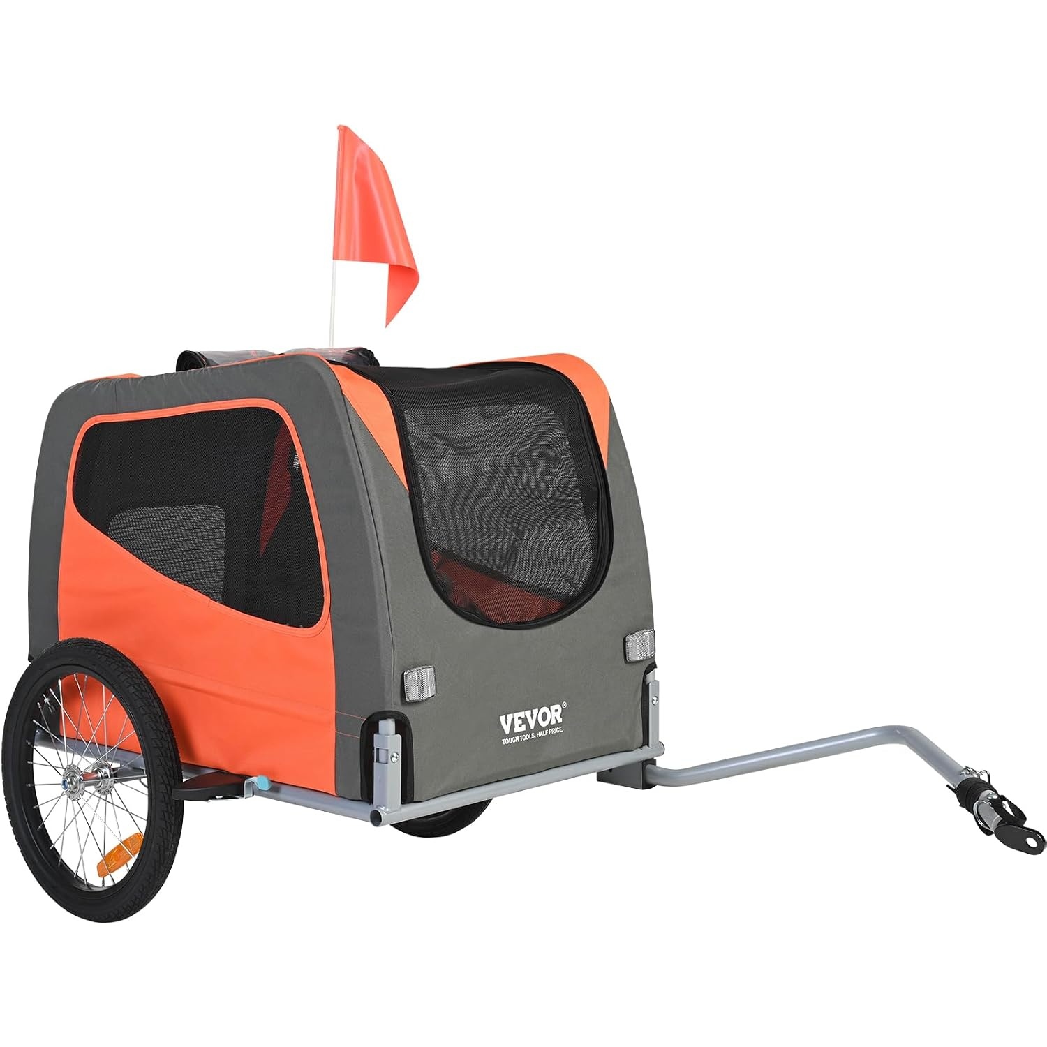 2-in-1 Fietskar & Hondenbuggy - Inklapbaar, 30kg, Oranje/Grijs