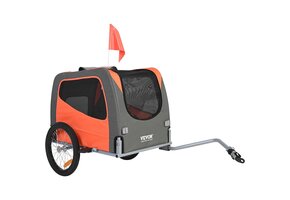 2-in-1 Fietskar & Hondenbuggy - Inklapbaar, 30kg, Oranje/Grijs