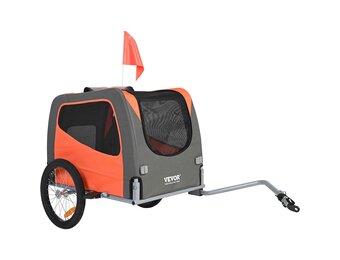 2-in-1 Fietskar & Hondenbuggy - Inklapbaar, 30kg, Oranje/Grijs