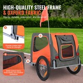 2-in-1 Fietskar & Hondenbuggy - Inklapbaar, 30kg, Oranje/Grijs