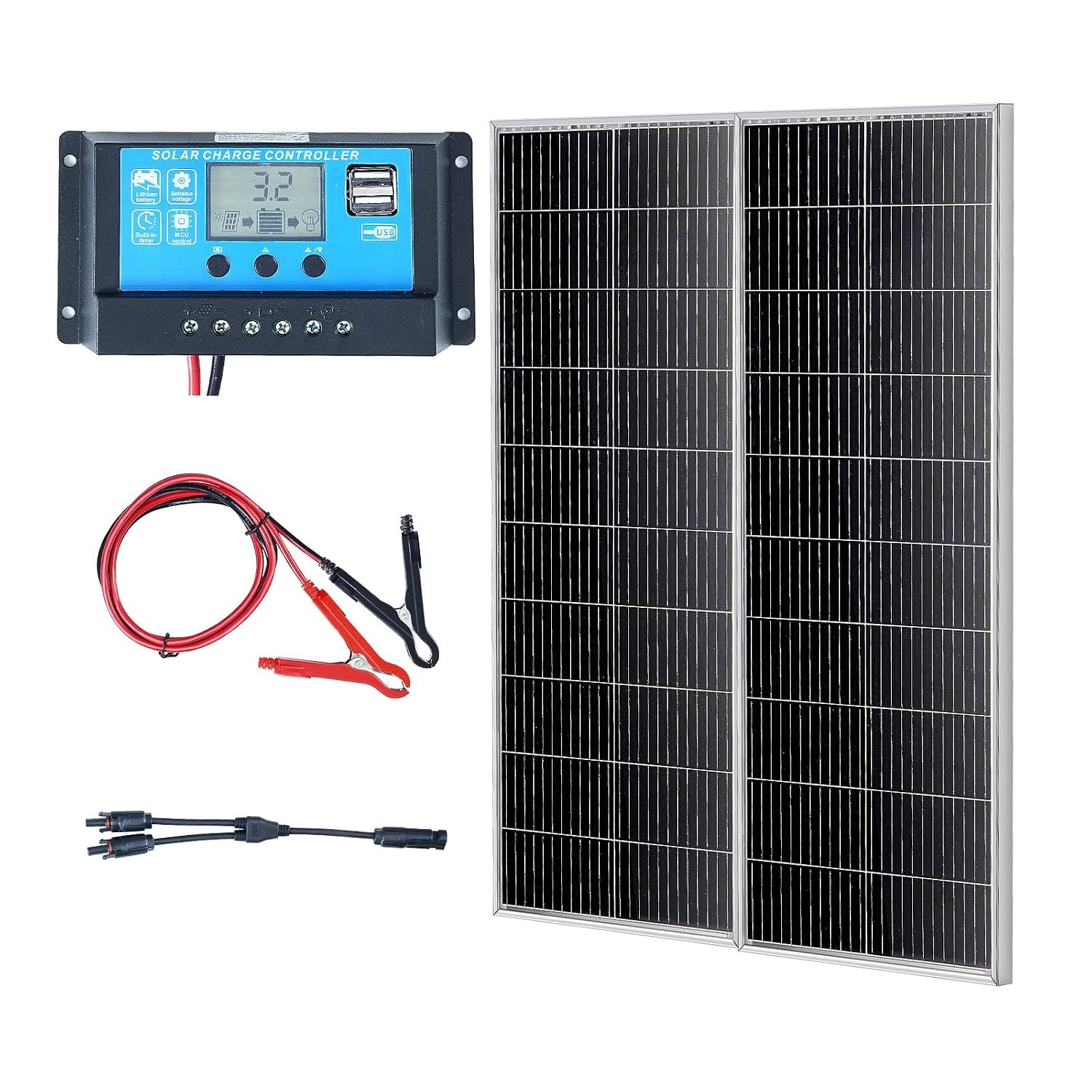 Monokristallijn Zonnepaneel Set 2x 100W - 35% Korting