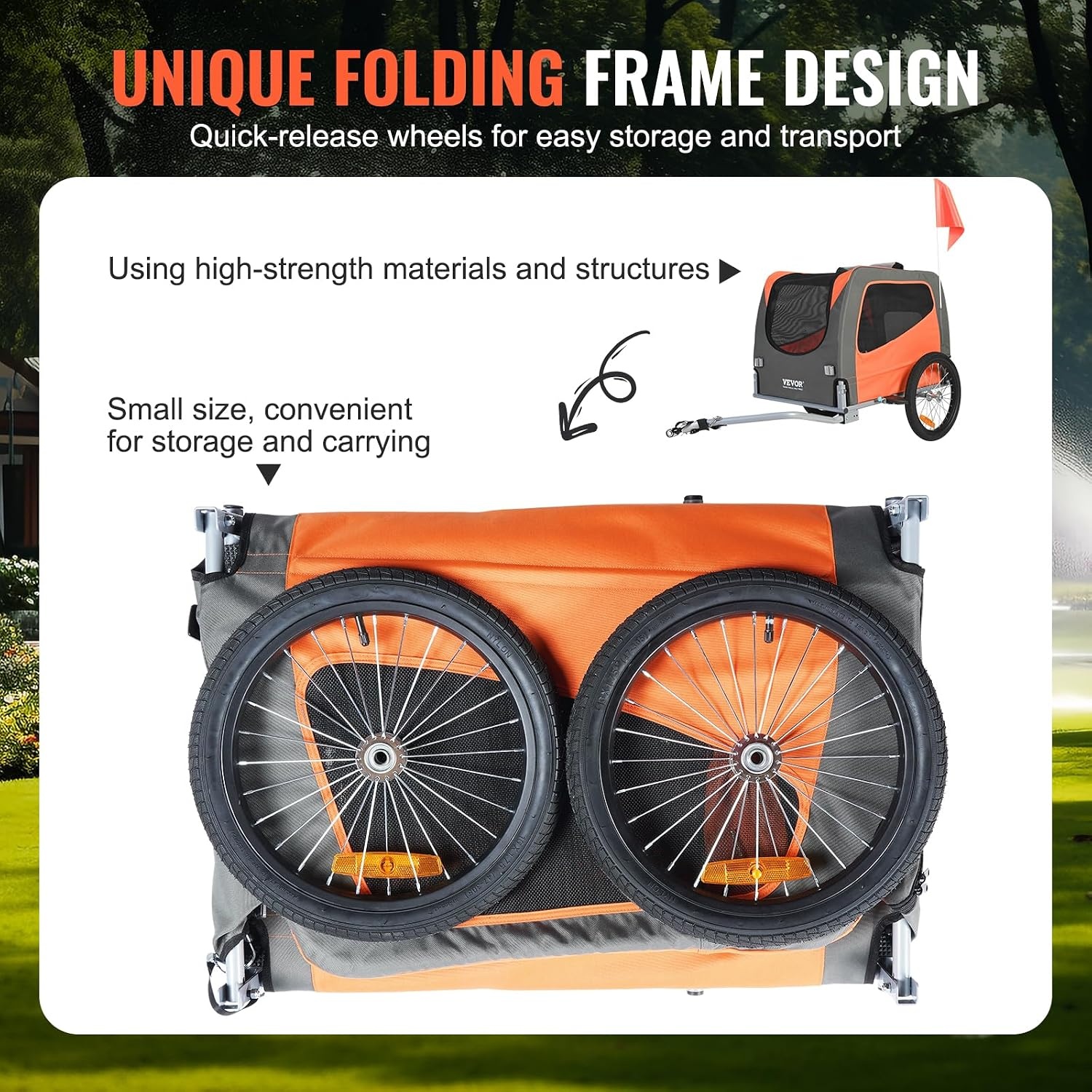 2-in-1 Fietskar & Hondenbuggy - Inklapbaar, 30kg, Oranje/Grijs
