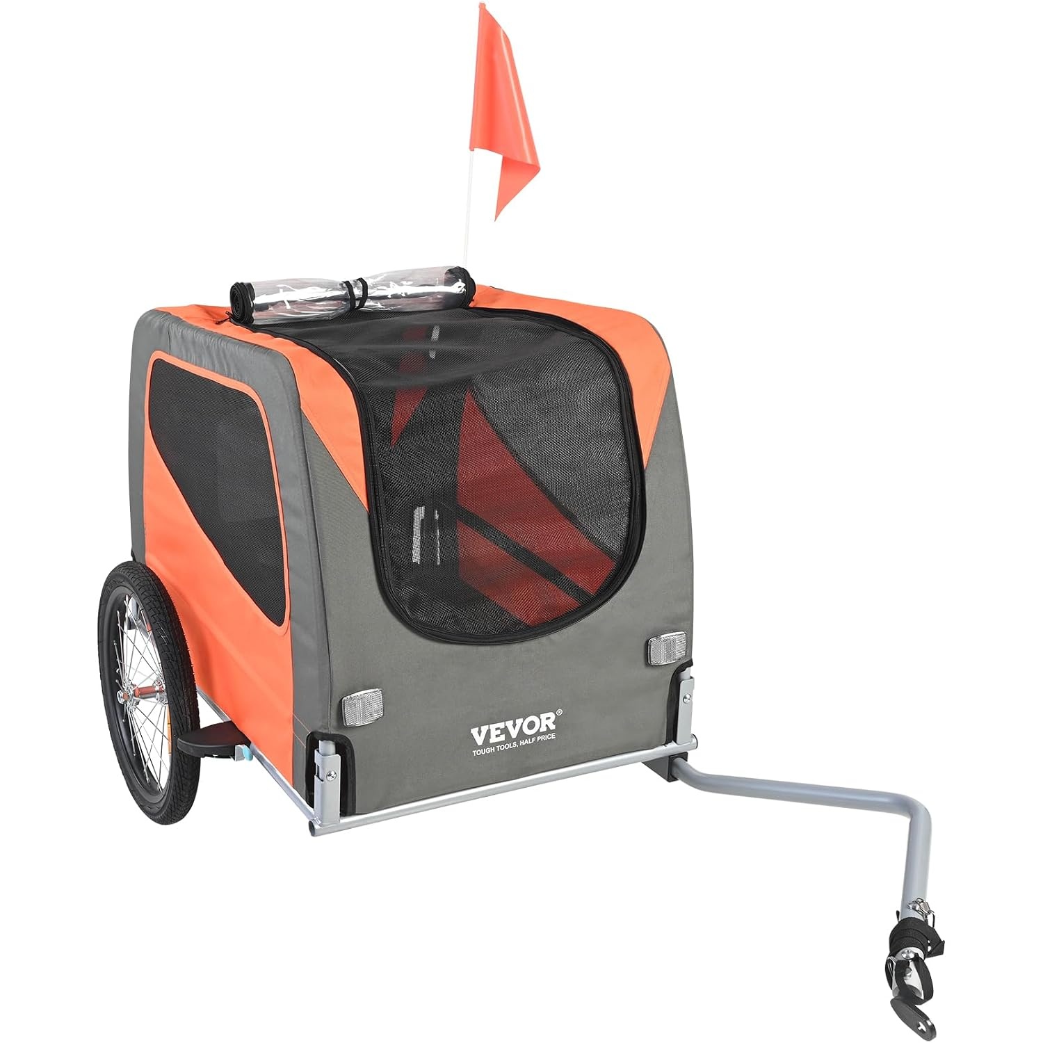 2-in-1 Fietskar & Hondenbuggy - Inklapbaar, 30kg, Oranje/Grijs