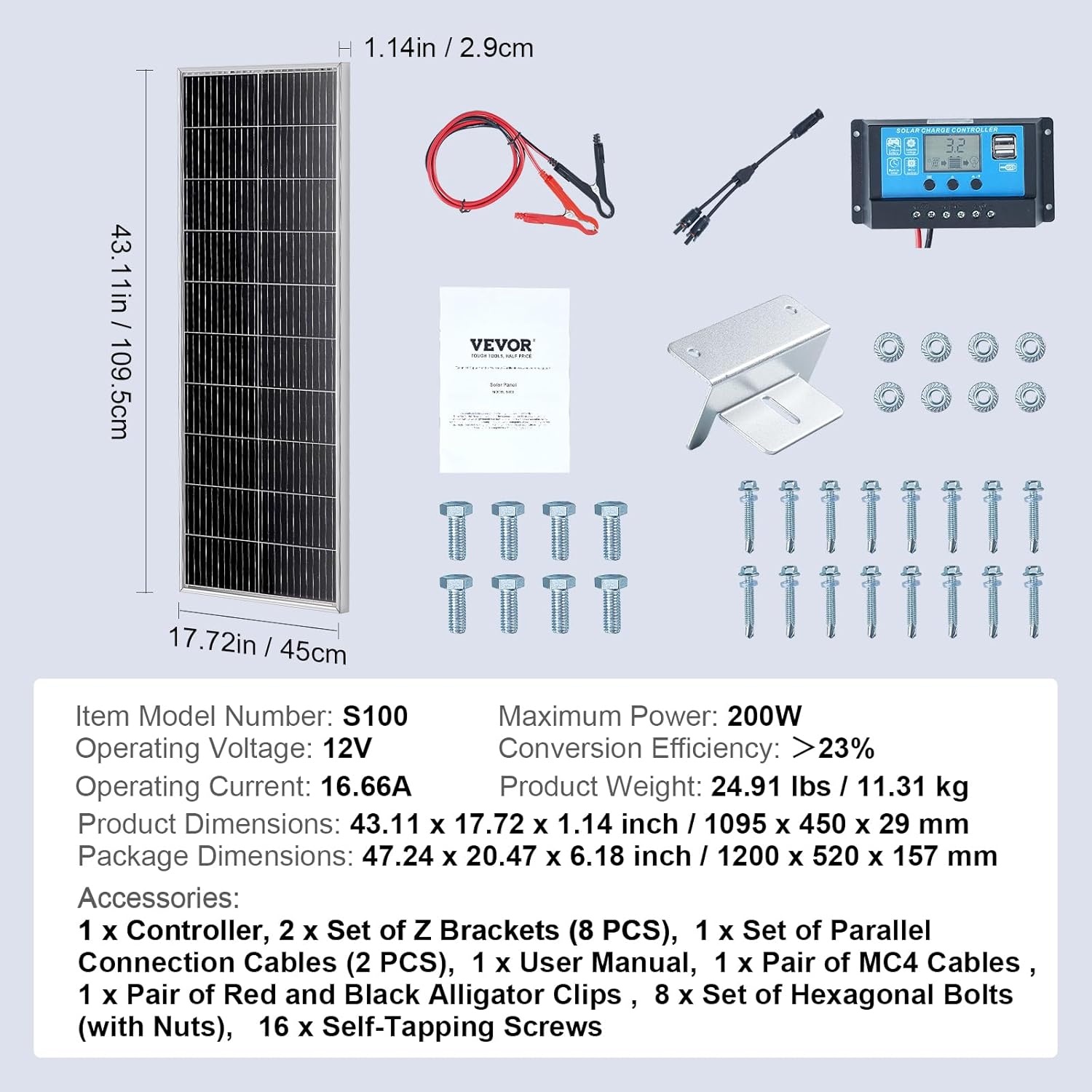 Monokristallijn Zonnepaneel Set 2x 100W - 35% Korting