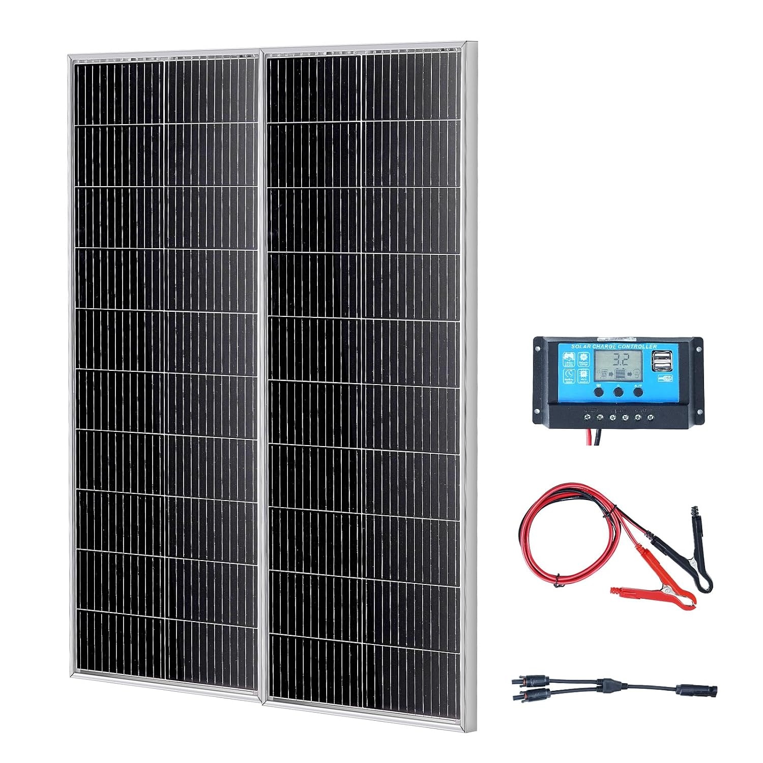 Monokristallijn Zonnepaneel Set 2x 100W - 35% Korting