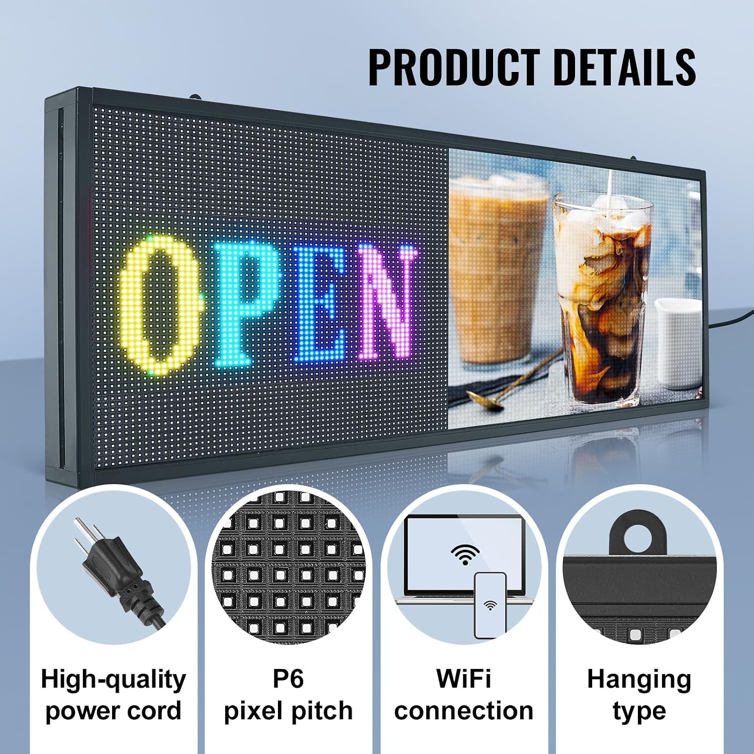Programmeerbaar Full Color LED Reclamebord 99x41 cm (35% Korting)