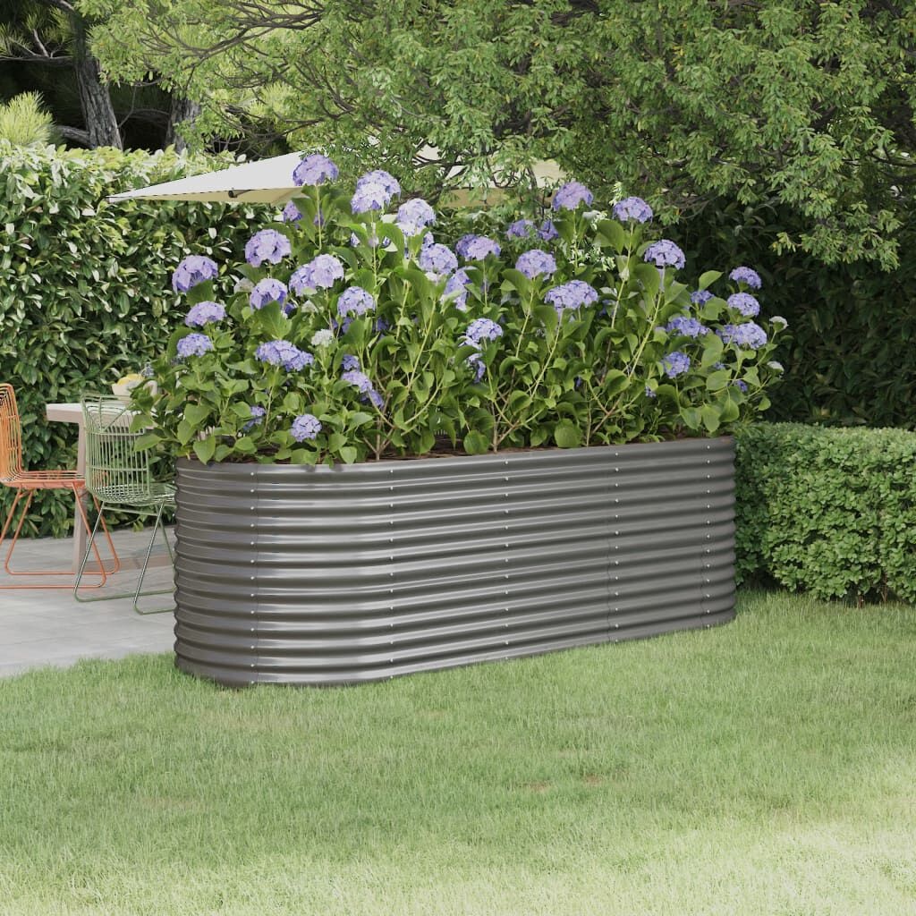 Verhoogde Plantenbak Staal Grijs 224x80x68cm - 34% Korting