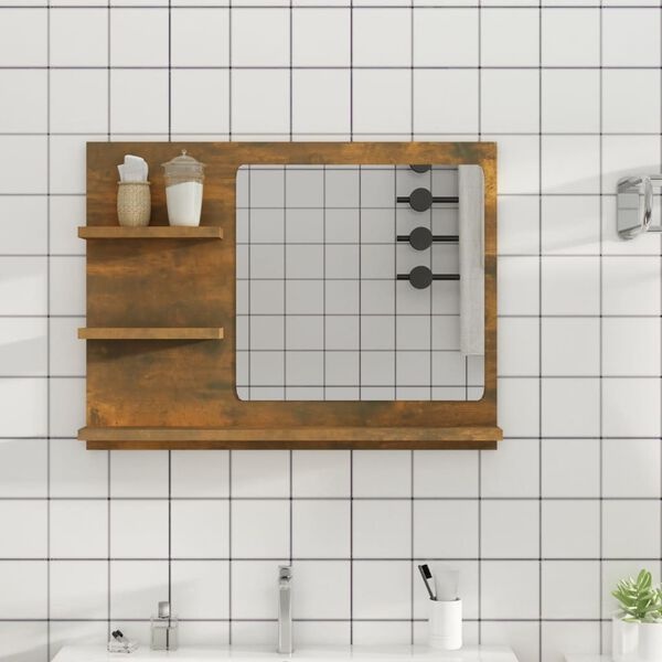 Badkamerspiegel 60x10,5x45 cm Bewerkt Hout Gerookt Eiken - 28% Korting!