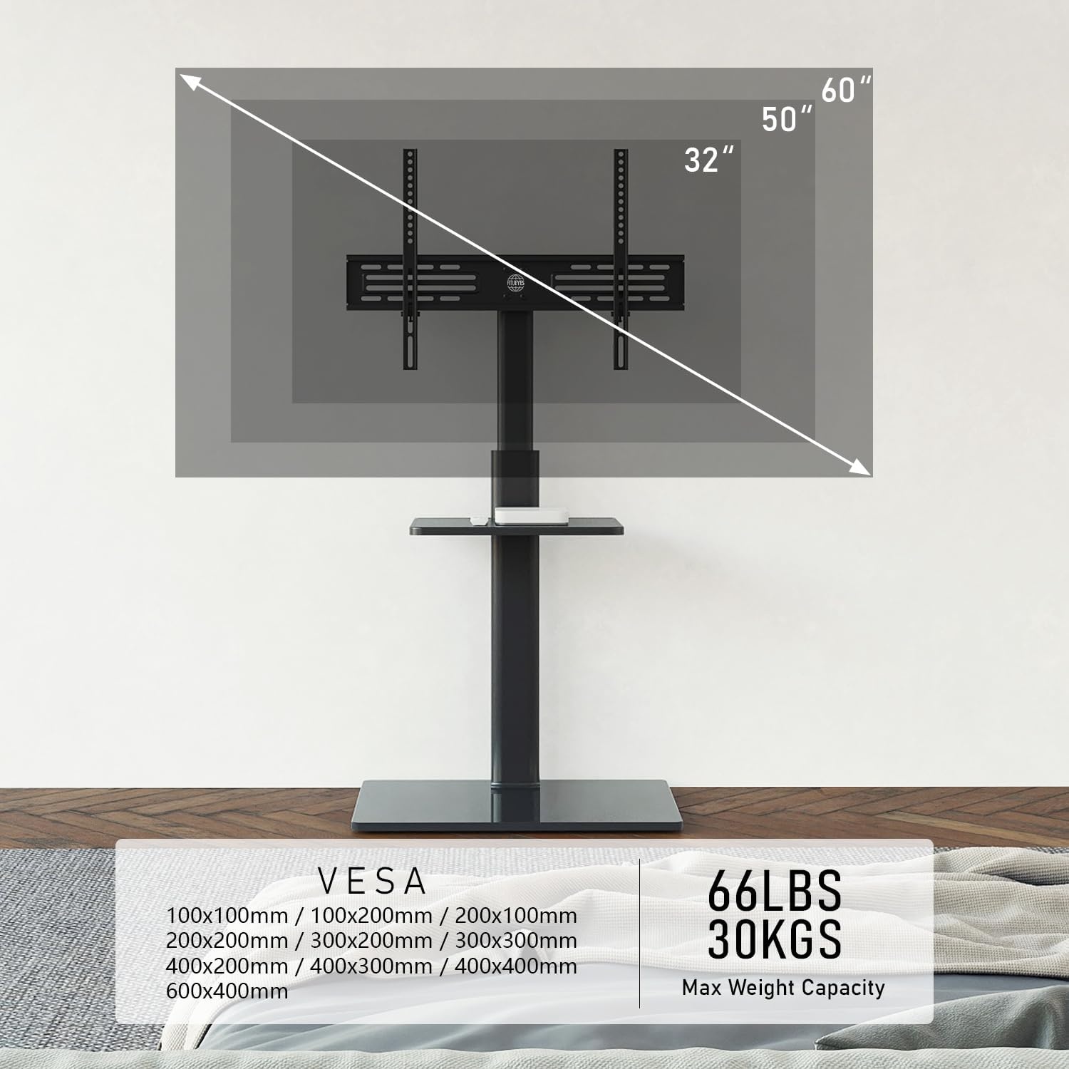 Zwarte TV Vloerstandaard 32-60" | 29% Korting | VESA 600x400mm