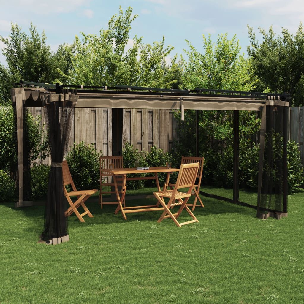 Prieel met Gaaswanden Taupe 4x3m - 35% Korting!
