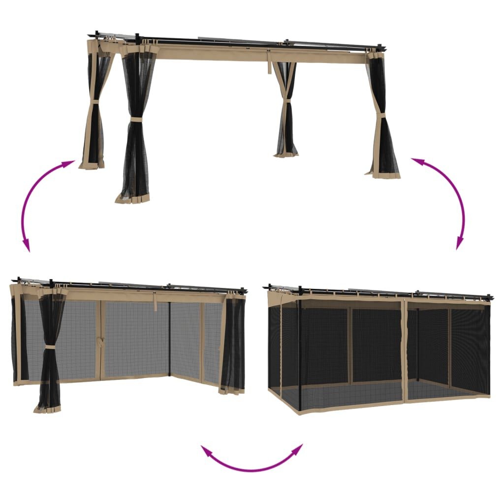 Prieel met Gaaswanden Taupe 4x3m - 35% Korting!
