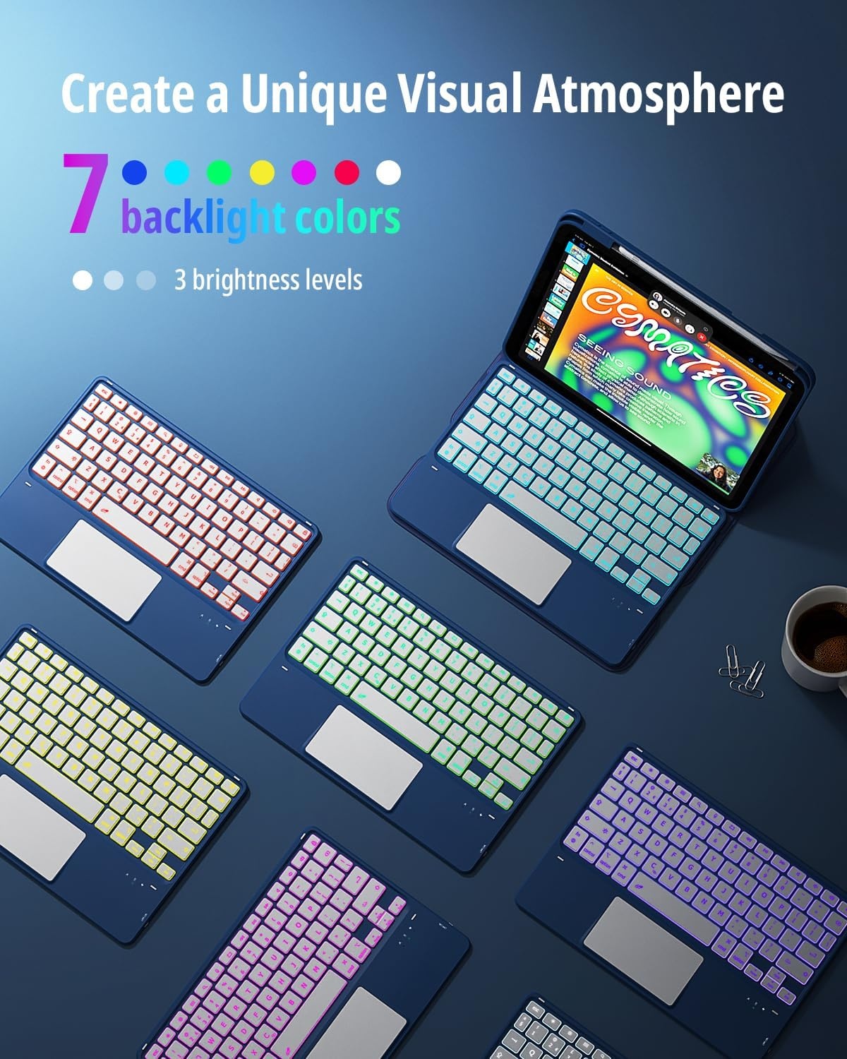 iPad Toetsenbordhoes 11" 10e/11e Gen met Touchpad & Kleurenverlichting (59% korting)