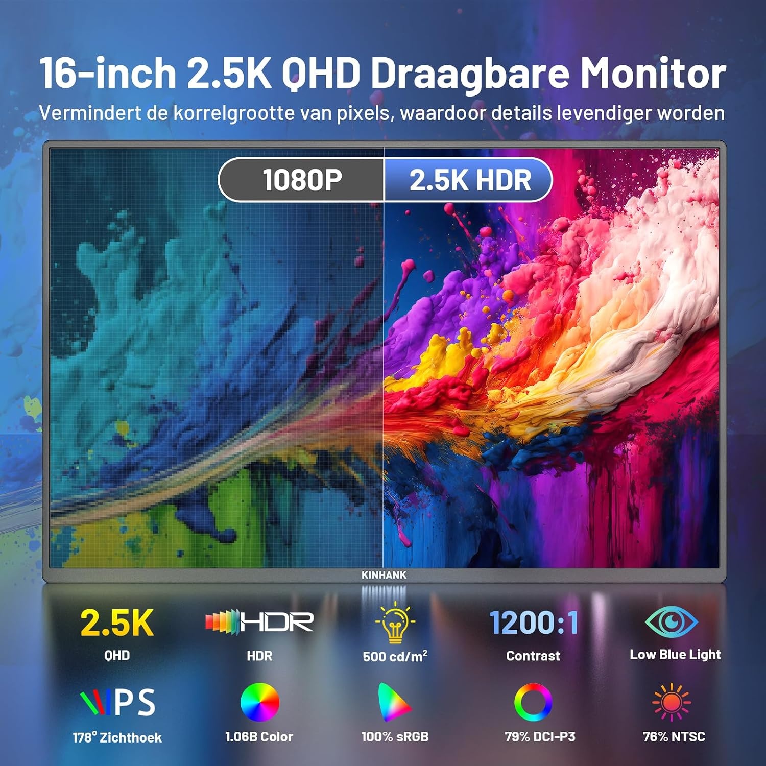 Draagbare Monitor 16" 2.5K QHD 144Hz - 35% Korting!