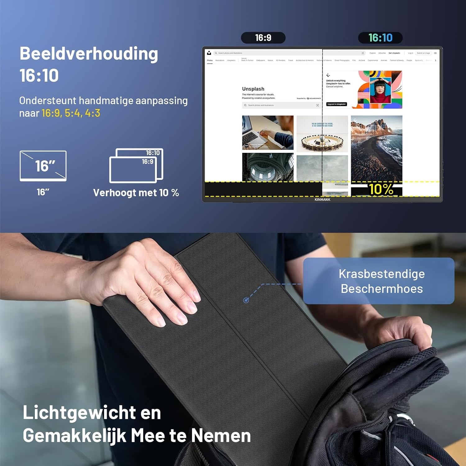 Draagbare Monitor 16" 2.5K QHD 144Hz - 35% Korting!