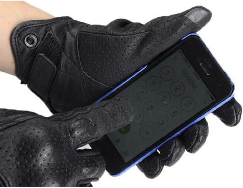 Motorhandschoenen Leer Zwart Knokkelbescherming Touchscreen Maat 2XL - 33% Korting