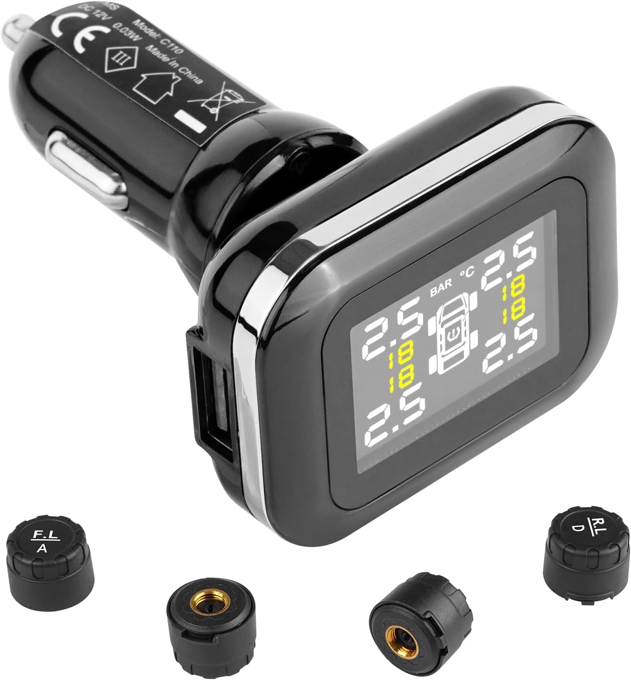 Bandenspanningscontrolesysteem (TPMS) - Camper & Aanhanger - 4 Externe Sensoren - 28% Korting
