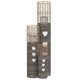 VidaXL Kaarsenhouders 3 stuks Wicker Grijs - 75% Korting