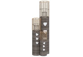 VidaXL Kaarsenhouders 3 Stuks Wicker Grijs (77% Korting)