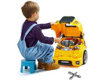 Kinderspeelgoed Vrachtwagenmotor Reparatie Set 60 Delig - Geel
