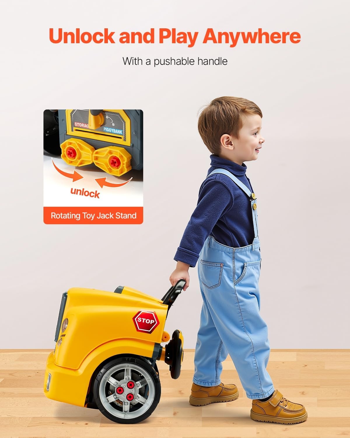 Kinderspeelgoed Vrachtwagenmotor Reparatie Set 60 Delig - Geel