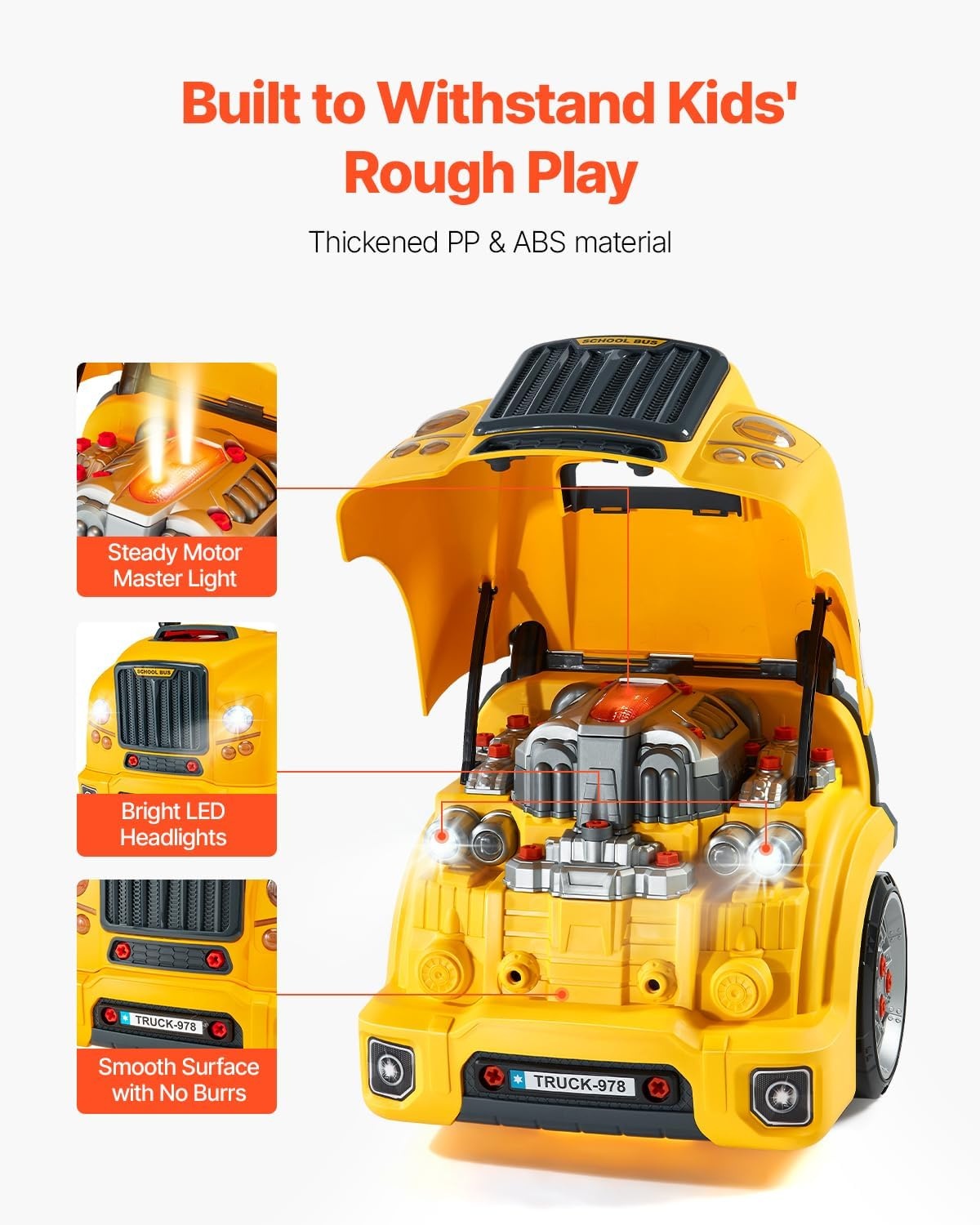 Kinderspeelgoed Vrachtwagenmotor Reparatie Set 60 Delig - Geel