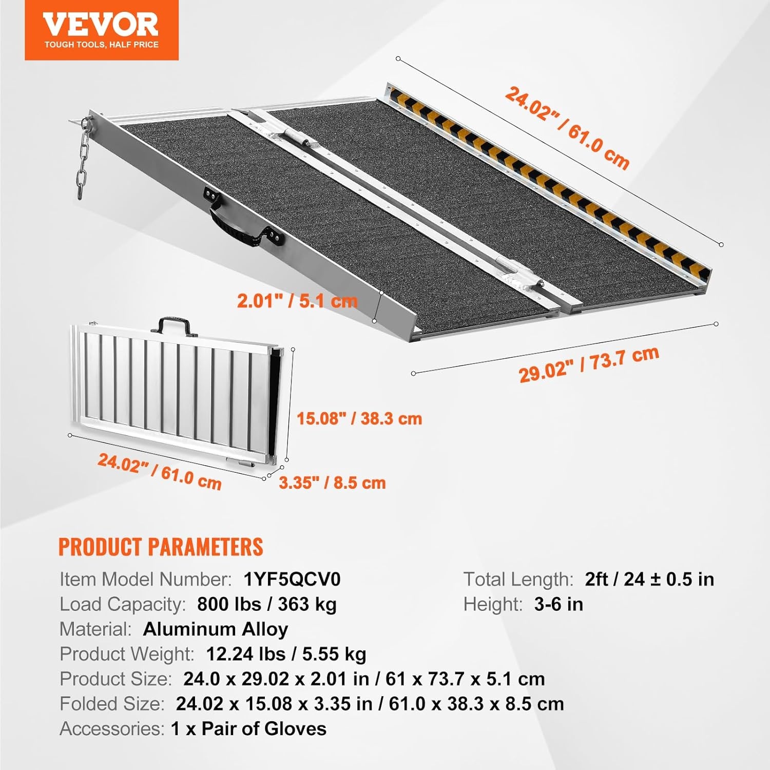 Opvouwbare Rolstoelhelling 61cm Aluminium - 34% Korting!