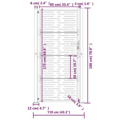 vidaXL Poort Staal Antraciet 105x180cm - 35% Korting
