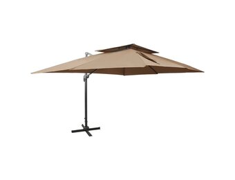 vidaXL Zweefparasol met dubbel dak 400x300 cm taupe