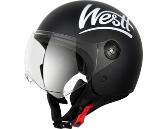 Mat Zwarte Jethelm Motor/Scooter met Vizier - 29% Korting