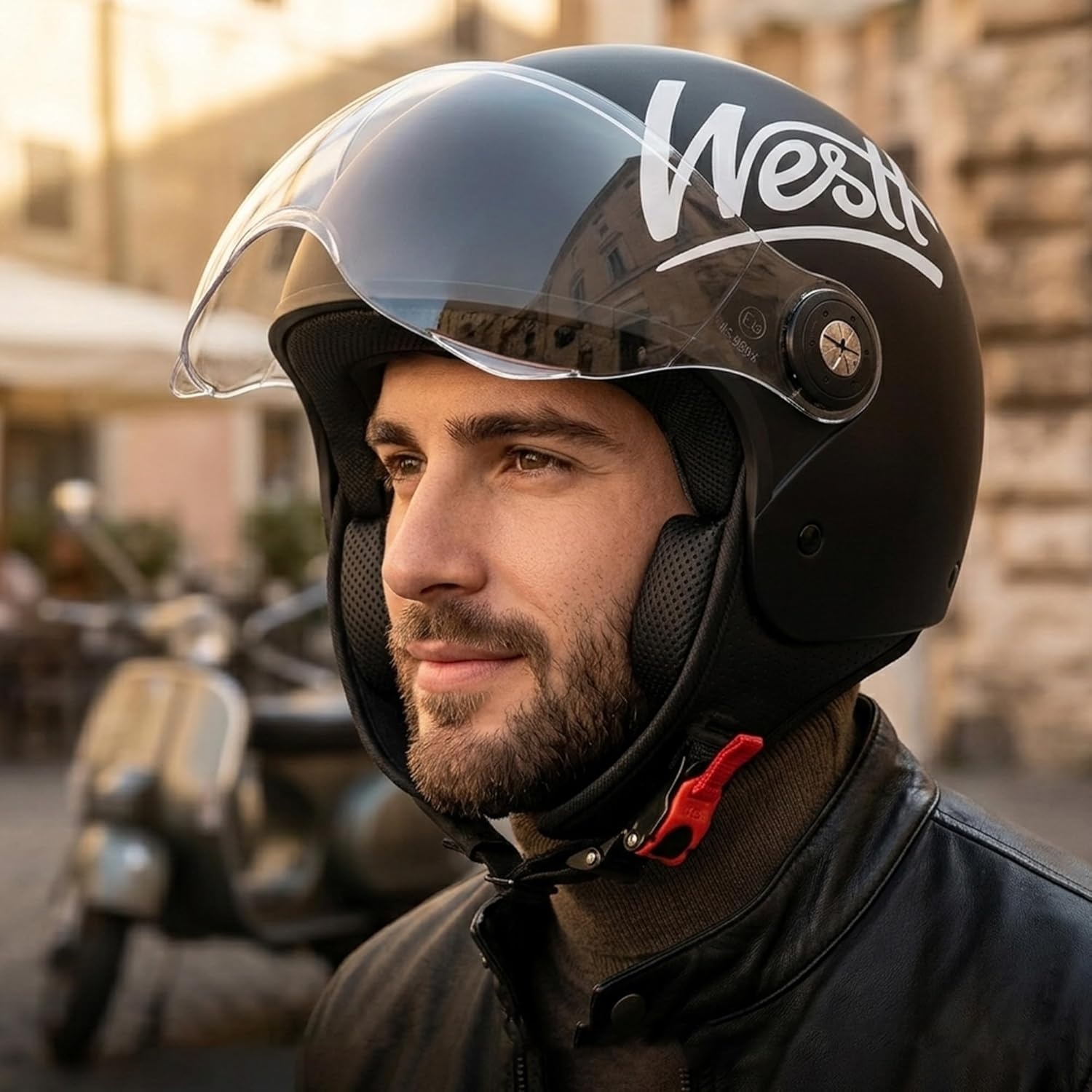 Mat Zwarte Jethelm Motor/Scooter met Vizier - 29% Korting