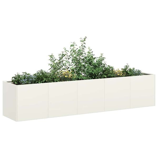 vidaXL Plantenbak Koudgewalst Staal Wit 40x40x40 cm - 34% Korting!
