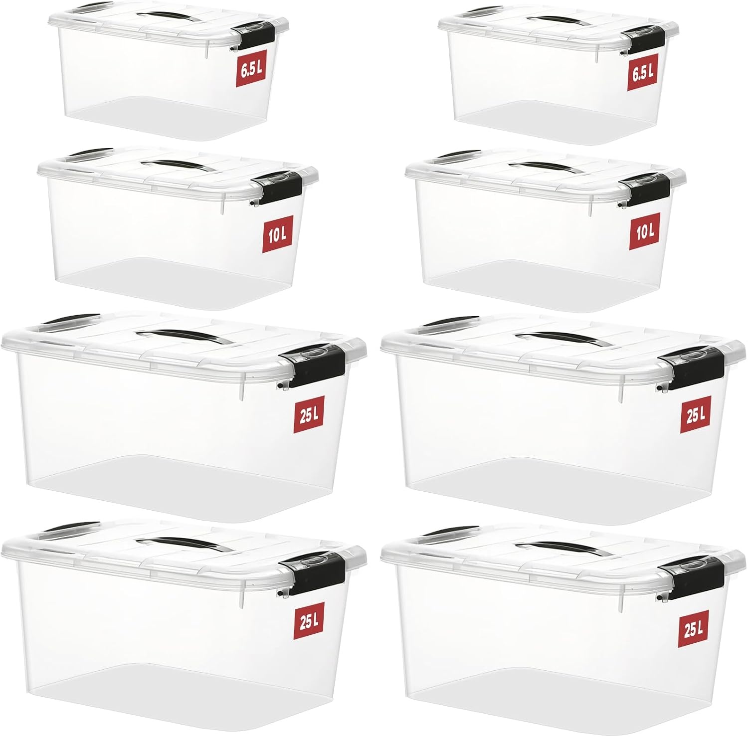 Opbergboxen 8 Stuks Transparant Stapelbaar met Deksel - 34% Korting