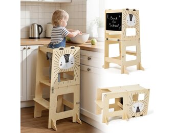 Opvouwbare Montessori Leertoren Leeuw met Tekenbord | Kindertafel