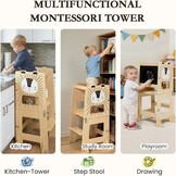Opvouwbare Montessori Leertoren Leeuw met Tekenbord | Kindertafel