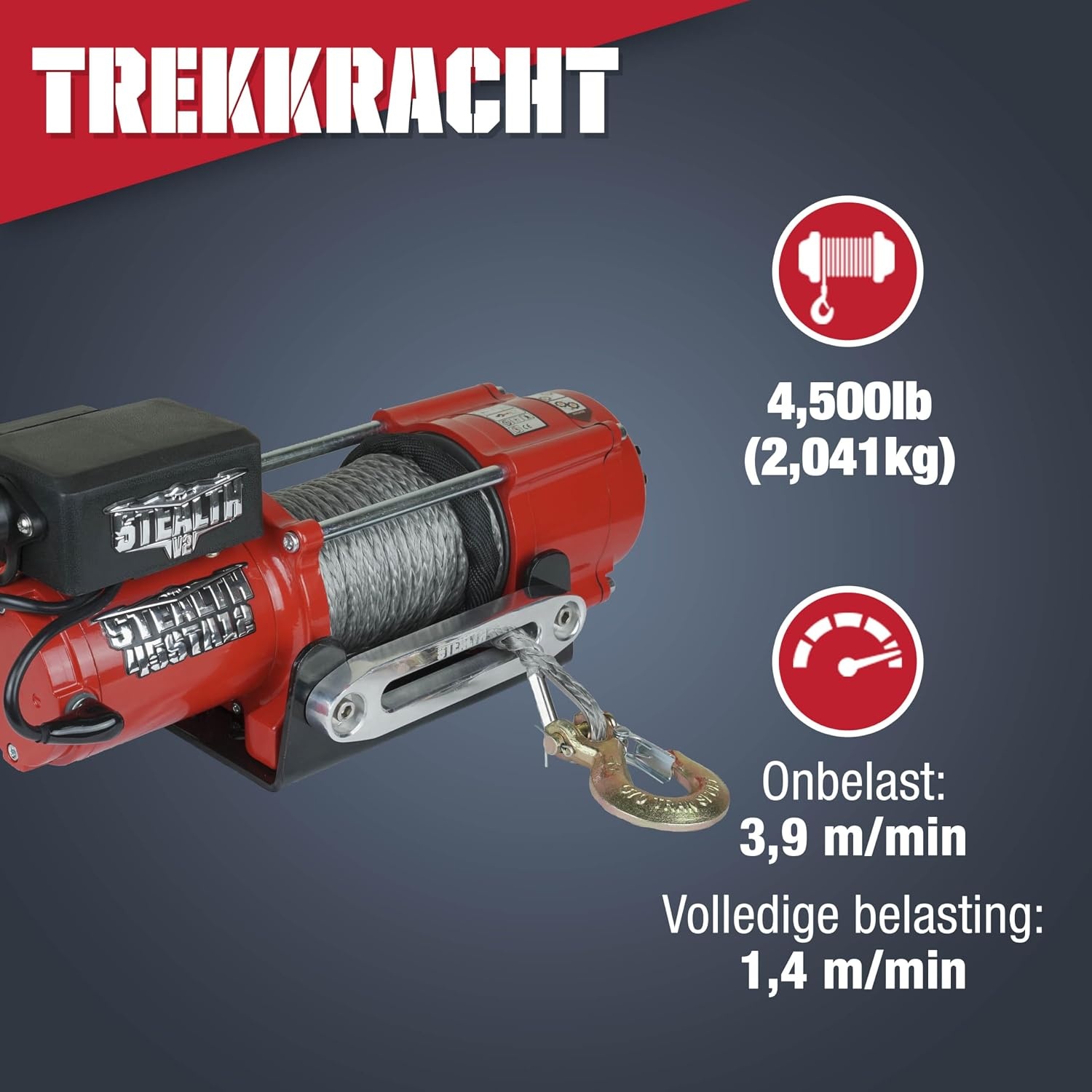 Elektrische Lier 2041 kg | 12V | Synthetisch Touw | Off-road