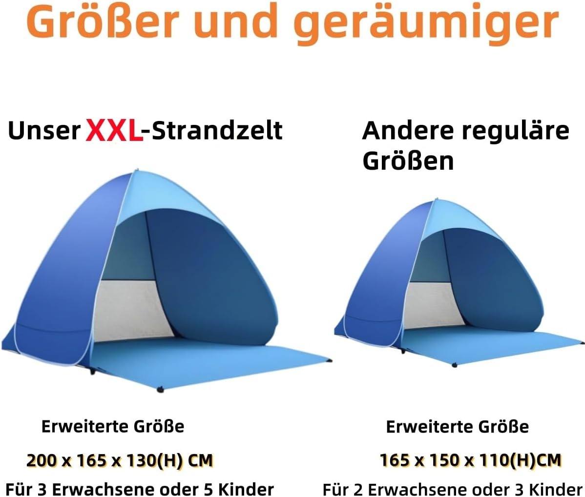 Pop-up Strandtent XXL Bruin | 3-5 pers. | 34% Korting