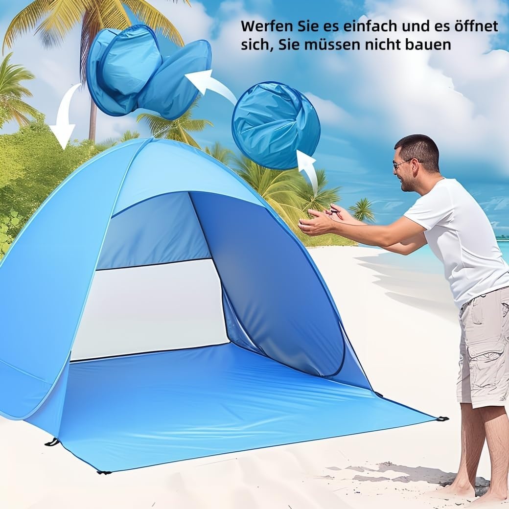 Pop-up Strandtent XXL Bruin | 3-5 pers. | 34% Korting