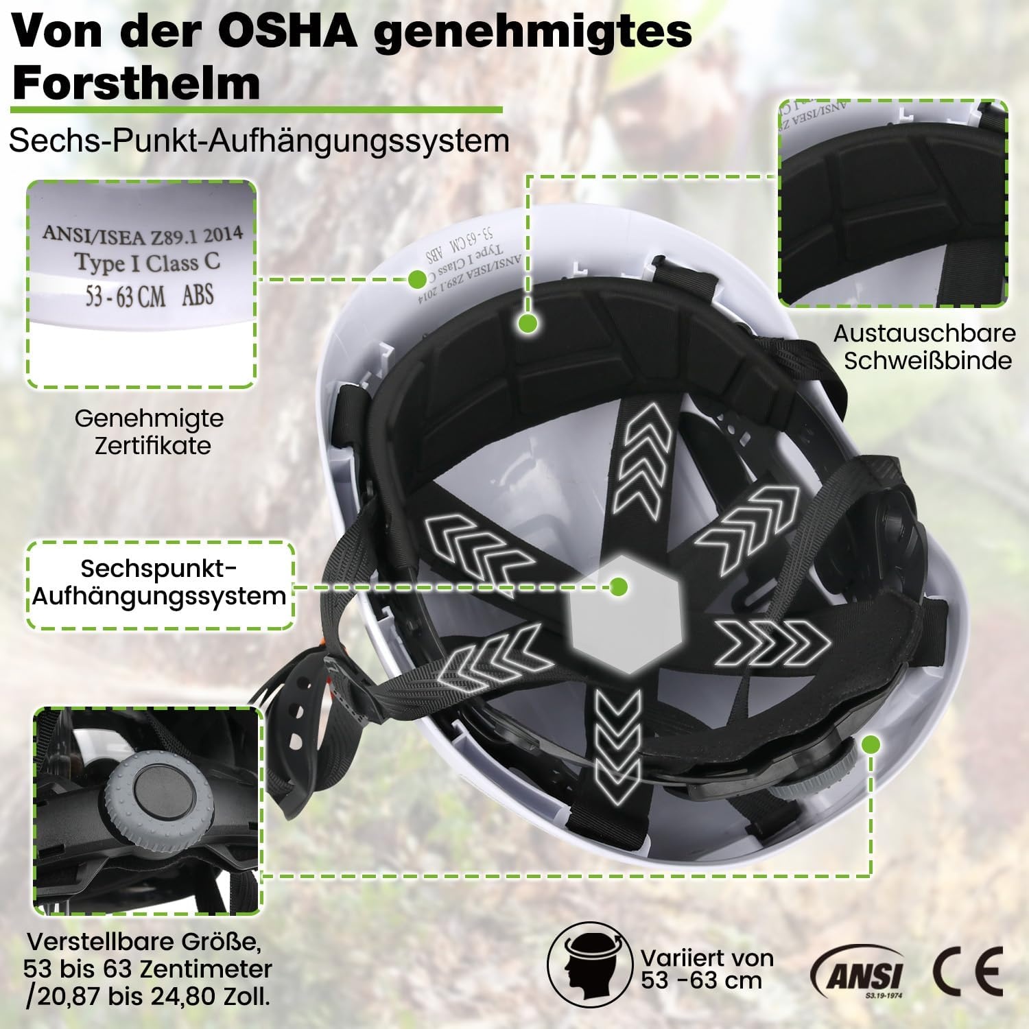 5-in-1 Veiligheidshelm Tuin & Bos | Met Vizier & Gehoorbescherming | Wit | 29% Korting