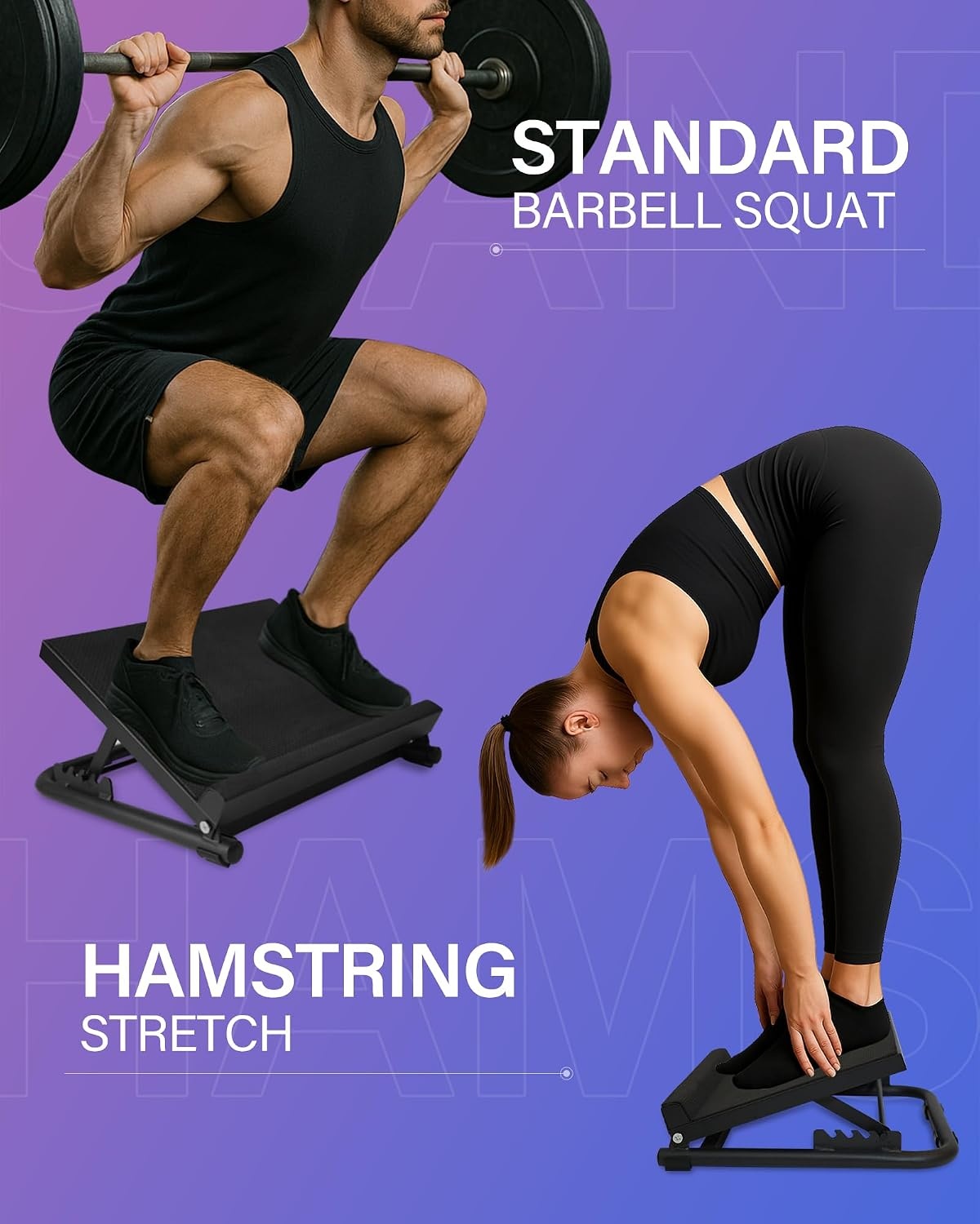Verstelbare Kuitrekker Squat Wedge - Zwart - 350 kg - 4 Hoeken