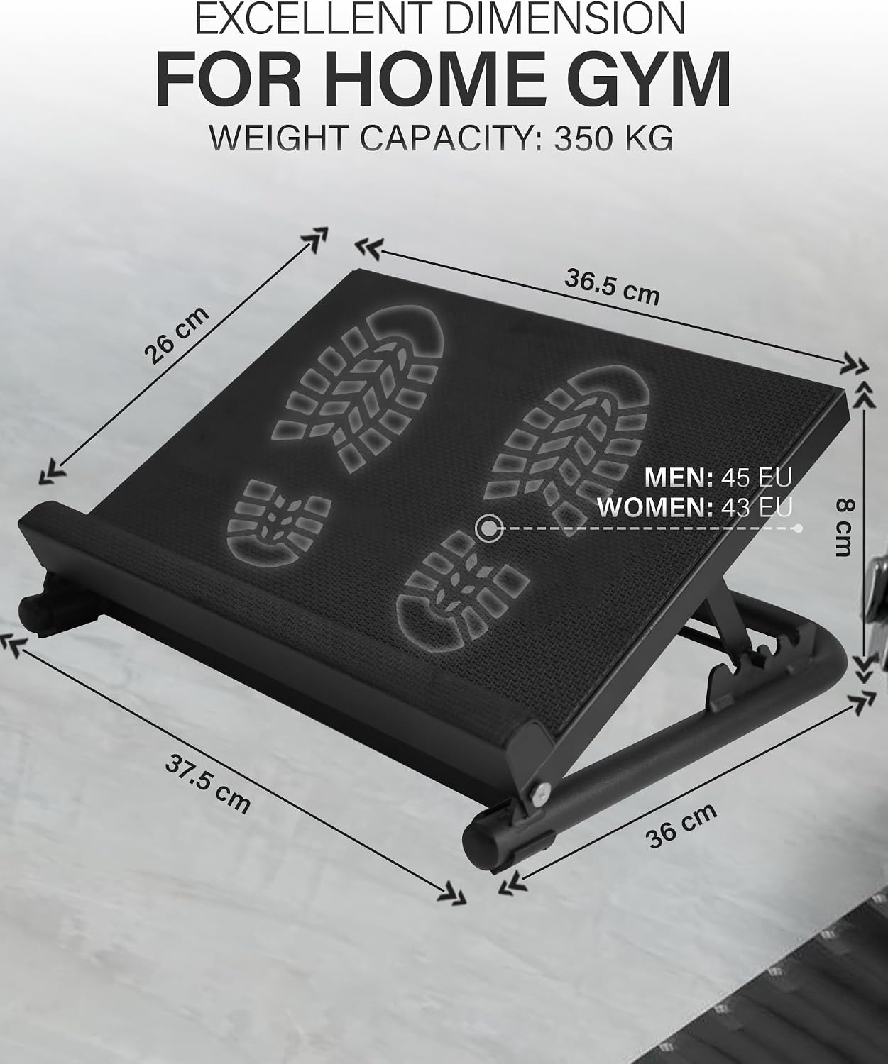 Verstelbare Kuitrekker Squat Wedge - Zwart - 350 kg - 4 Hoeken