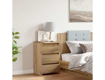 Nachtkastje bewerkt hout - Artisanaal Eiken - 40x35x62,5 cm - 53% Korting