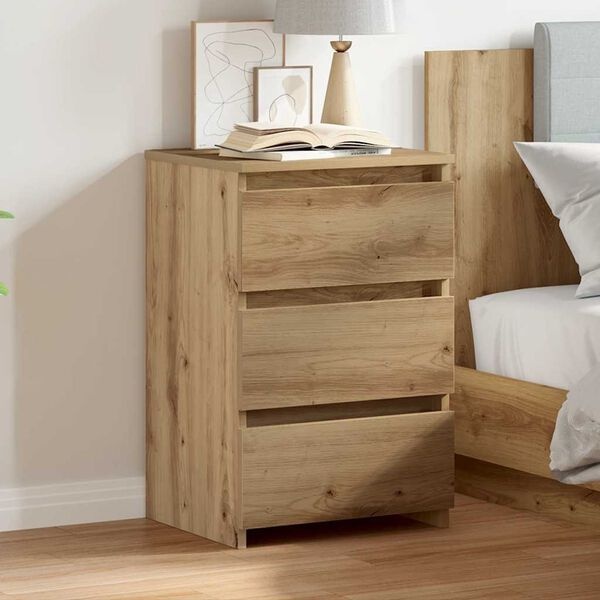 Nachtkastje bewerkt hout - Artisanaal Eiken - 40x35x62,5 cm - 53% Korting