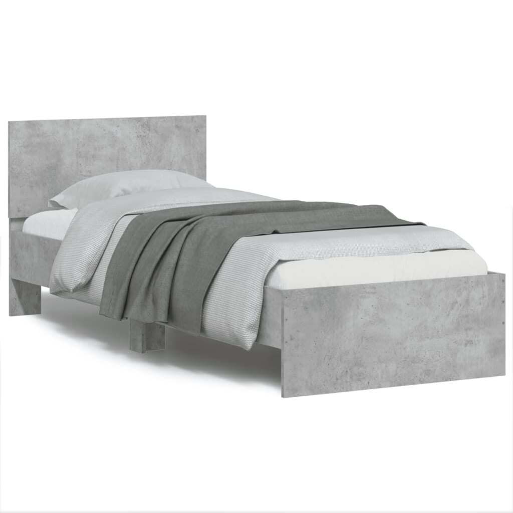 Betongrijs Bedframe met Hout Hoofdeinde 90x190cm - 34% Korting