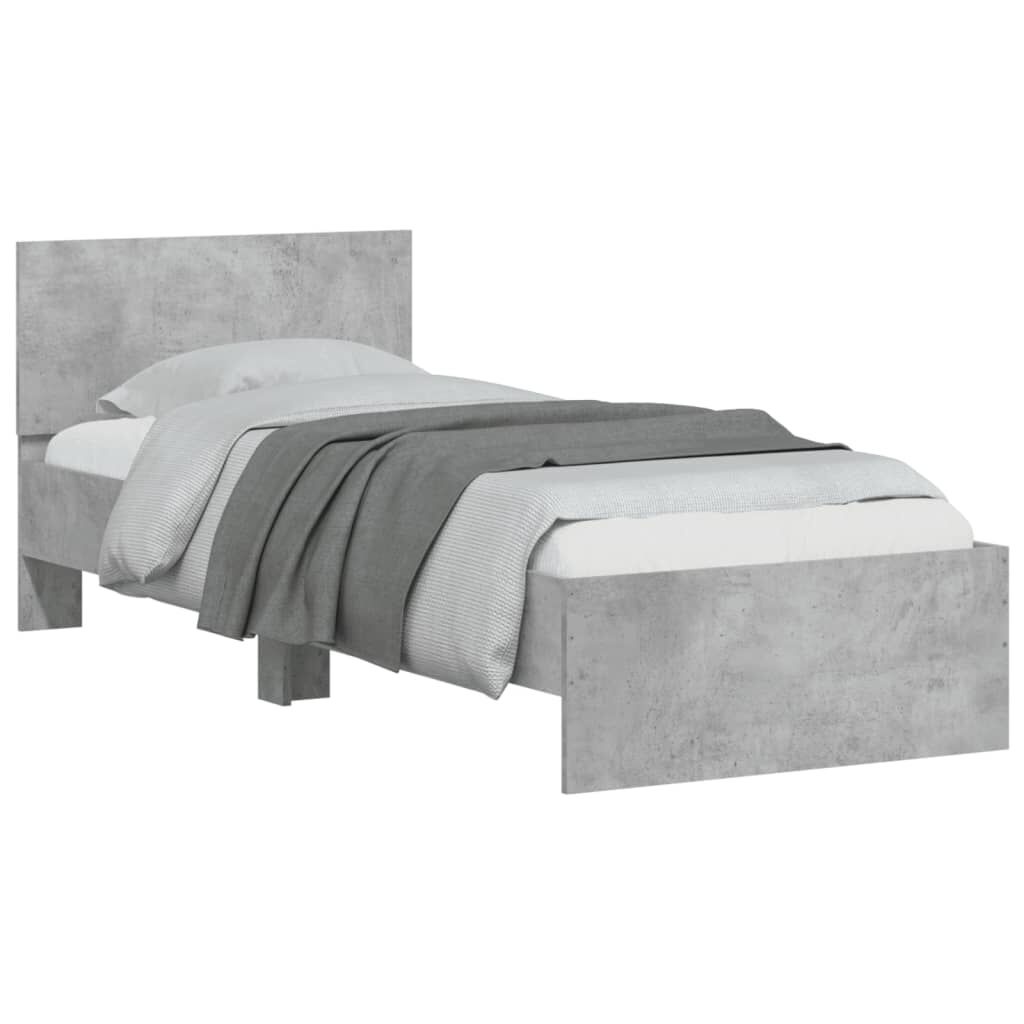 Betongrijs Bedframe met Hout Hoofdeinde 90x190cm - 34% Korting